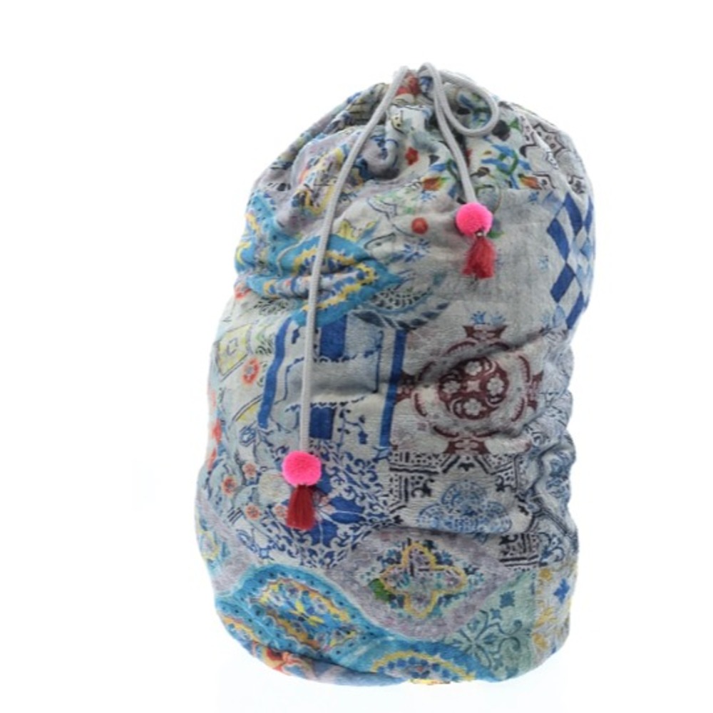 Johnny Was Hobo Drawstring Bag Embroidered Strap Plush Fleece Floral - Picture 3 of 9